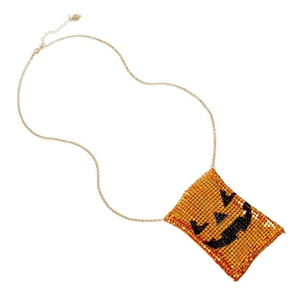 Betsey Johnson GOLD TONE
PUMPKIN Purse NECKLACE